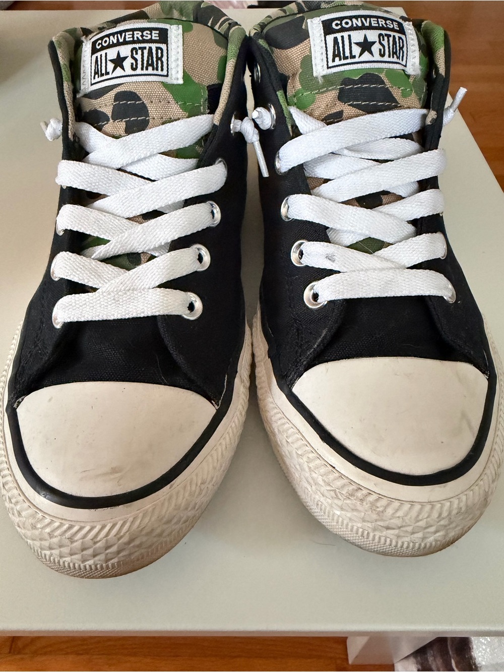 Converse All Star Low Top Sneakers in Black with Camo Accent